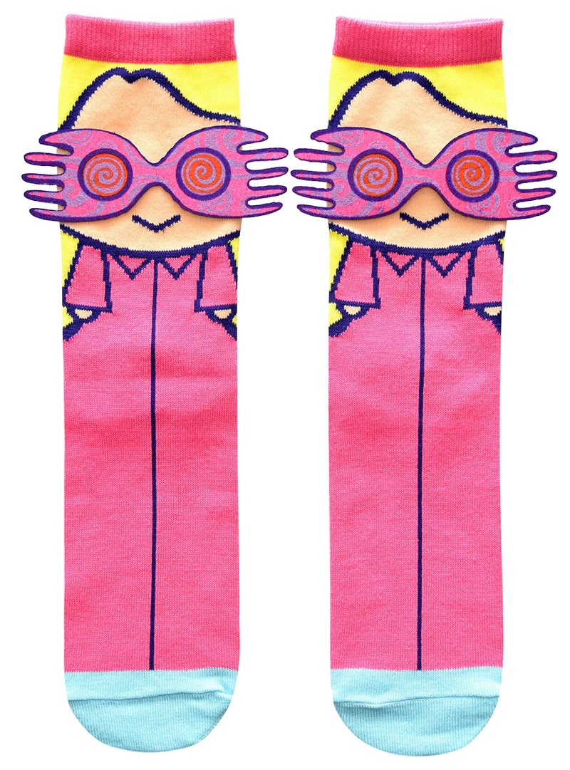 Harry Potter Luna Lovegood Juniors/Ladies Crew Socks with Spectrespecs Glasses Applique - Image 1